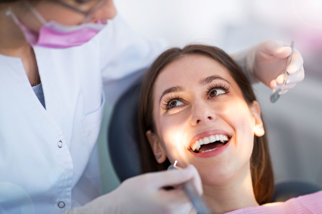 patient receiving a dental check up